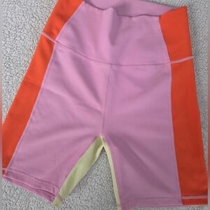 EUC, Pink and Orange Bike Shorts with Athletic Design, SIZE S